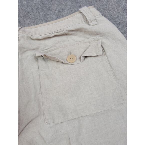 Eddie Bauer Pants Womens 10 Beige Brown Crop 100% Linen Casual Beach Vacation - Picture 11 of 16